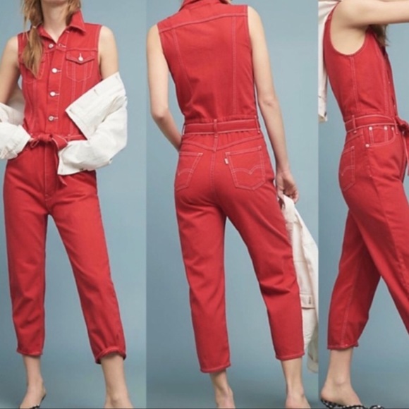 Levi’s red denim jumpsuit - Picture 2 of 3